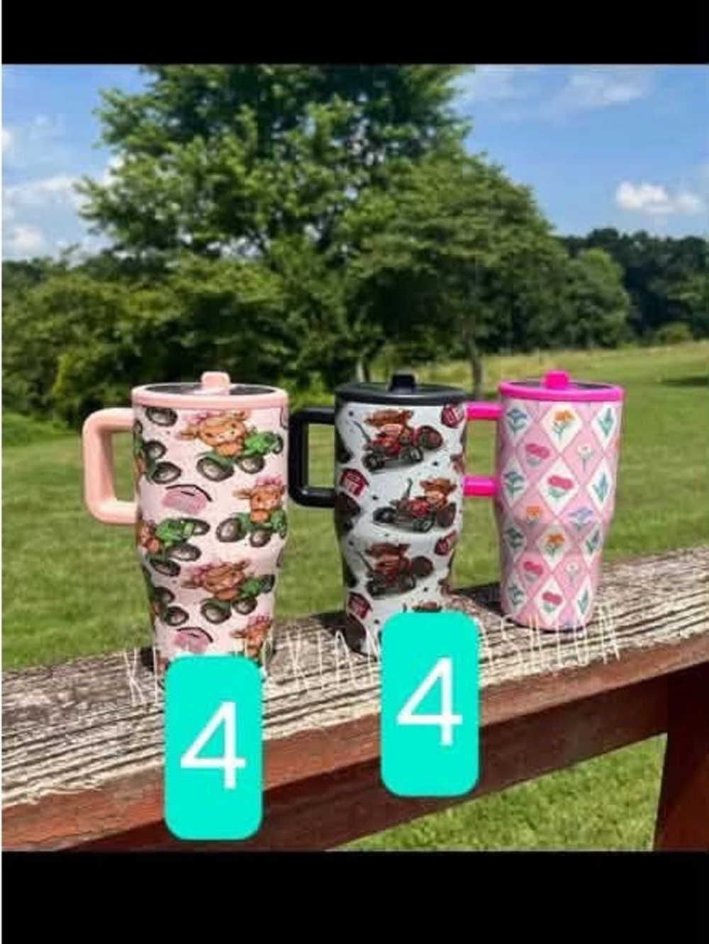 Kids Pink Patterned Insulated Travel Mug with Handle
